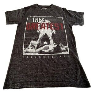 Official MUHAMMAD ALI "The Greatest" GOAT Boxer Adult T-Shirt S Charcoal Rayon